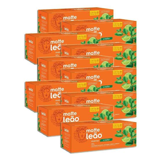 Imagem de Chá Matte Limão Leão Com 25 Saquinhos Kit 10