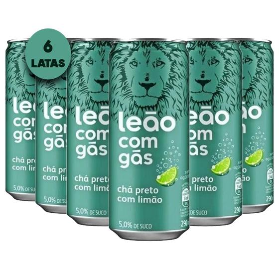 Imagem de Chá Preto com Limão com Gás Leão Iced Tea 290ml (6 Latas)