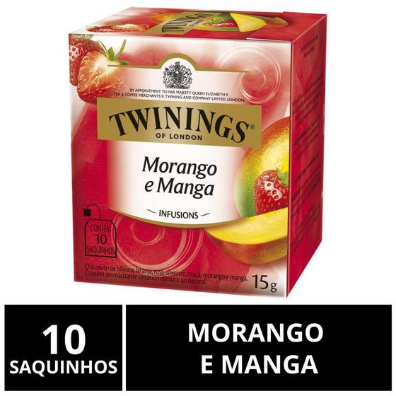 Imagem de Chá Twinings, Caixa 10 Saquinhos, Chá Morango E Manga