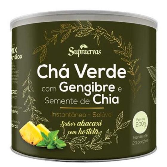 Imagem de CHÁ VERDE com GENGIBRE e semente de CHIA ,Instantâneo- solúvel. - SUPRAERVAS