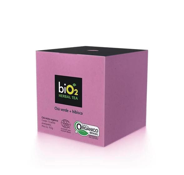 Imagem de Chá Verde e Hibisco Orgânico biO2 Herbal Tea Caixa 13 Sachês