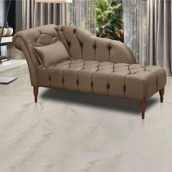 Imagem de Chaise Longue Divã Montreal em Madeira de Reflorestamento Veludo 160cm Shop das Cabeceiras