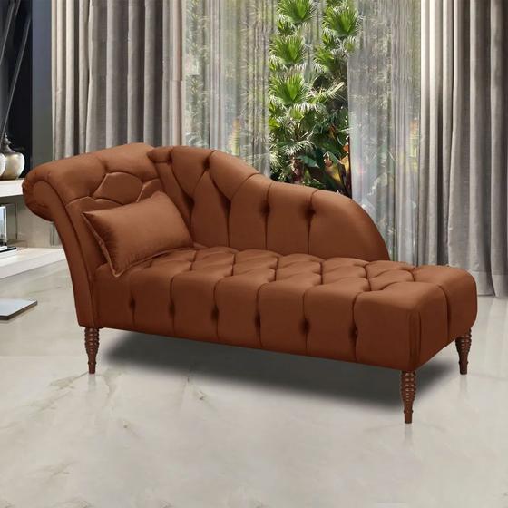 Imagem de Chaise Longue Divã Montreal em Madeira de Reflorestamento Veludo 160cm Shop das Cabeceiras