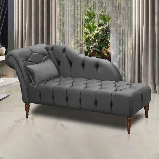 Imagem de Chaise Longue Divã Montreal em Madeira de Reflorestamento Veludo 160cm Star Confort