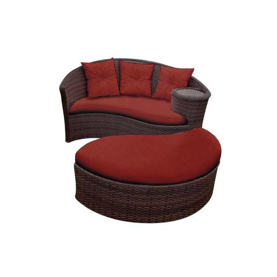 Imagem de Chaise Orbit com Puff - Tecido Duna Vermelho