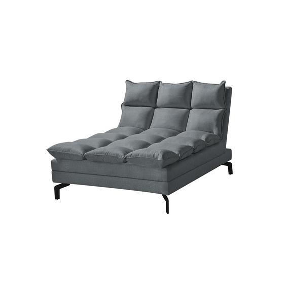 Imagem de Chaise sem Braço Luxor Pés de Aço Preto 93cm Veludo Cinza