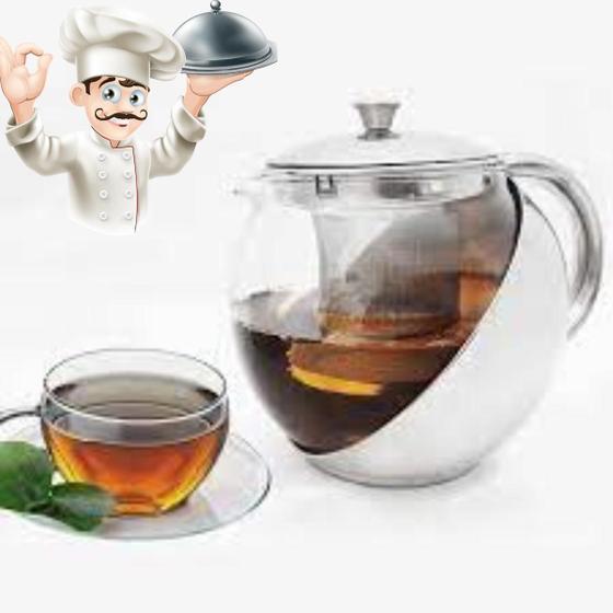 Imagem de Chaleira Bule De Vidro 750 Ml Com Infusor De Aço Inox