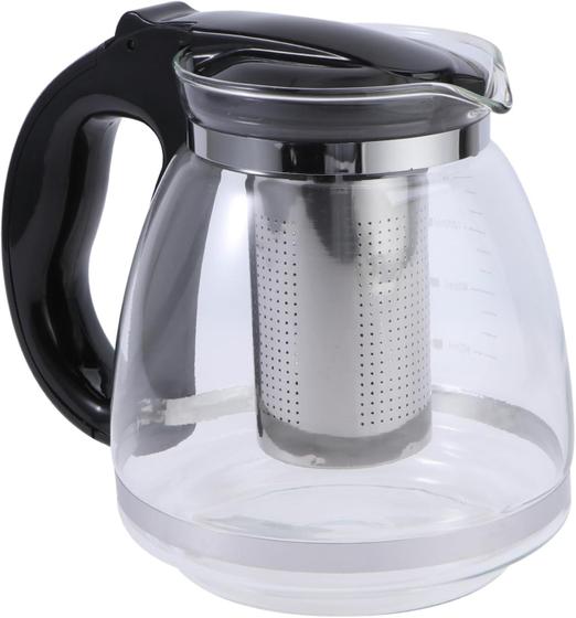 Imagem de Chaleira Bule De Vidro Com Infusor Chá Café Inox 1000ml