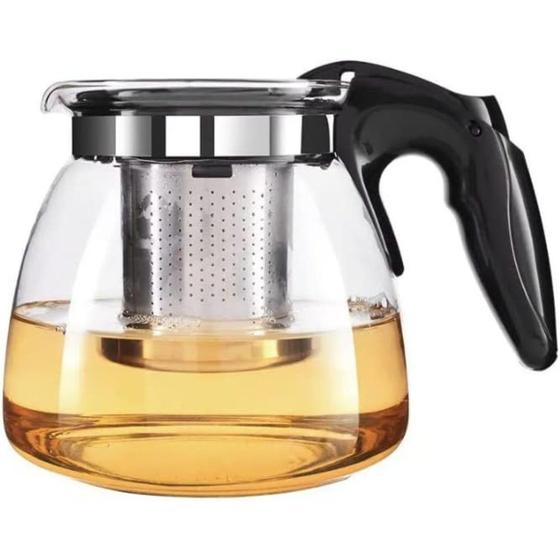 Imagem de Chaleira Bule De Vidro Com Infusor Chá Café Inox 950ml