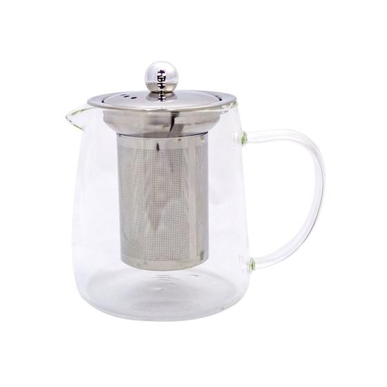 Imagem de Chaleira Bule De Vidro Com Infusor Inox 450ml Funciona Direto No Fogão