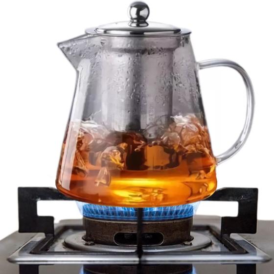 Chaleira Bule De Vidro Com Infusor Inox Vai Direto Ao Fogo Menor preço em Chaleira Bule De Vidro Com Infusor Inox Vai Direto Ao Fogo