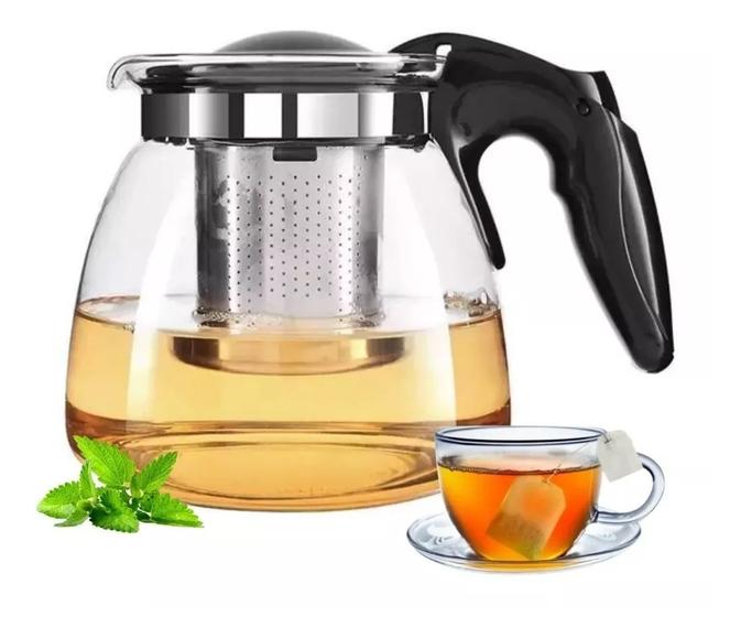 Imagem de Chaleira Bule em Vidro Com Infusor Inox Chá Café 950ml