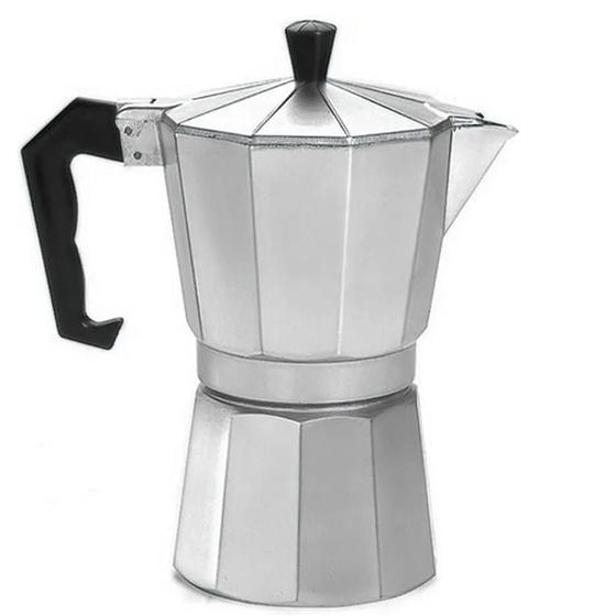 Imagem de Chaleira Cafeteira Bule De Alumínio Cor Prata ou Preto Tipo Italiana Premium Moka Café Expresso 9 Xícaras