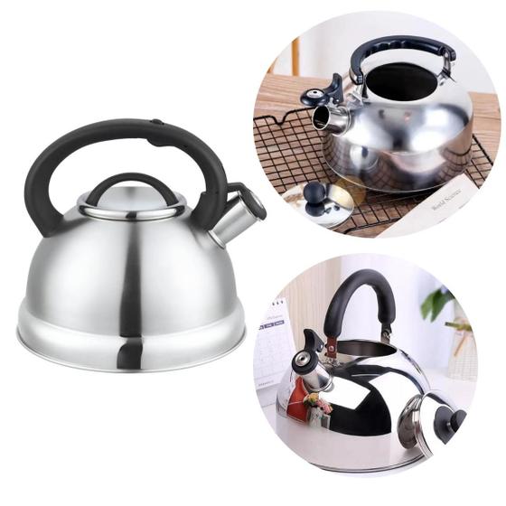 Imagem de Chaleira com Apito em Inox   3 Litros Fogão com Indução Cozinha