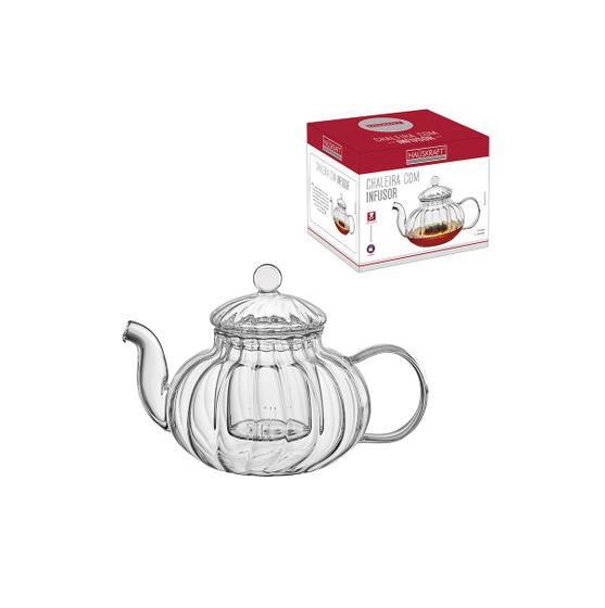 Imagem de Chaleira Com Infusor De Chá 400ml Vidro Bule Vai Ao Fogo