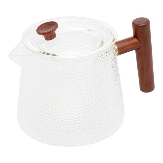 Imagem de Chaleira de Vidro Borossilicato Resistente ao Calor Martelado com Alça de Bambu - 750ml