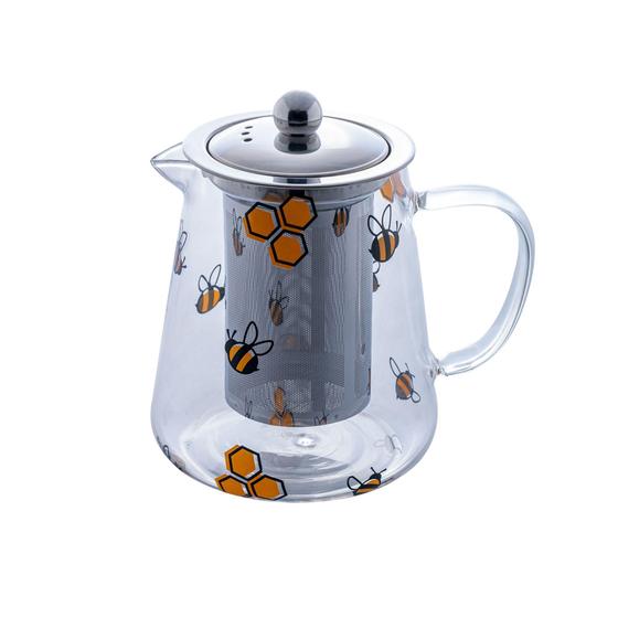 Imagem de Chaleira de Vidro Com Filtro De Aço INOX Abelhas 750ML - Lyor