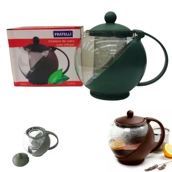 Imagem de Chaleira de Vidro com Infusor 750 ml Para Chà Moderna Elegante Cor Sortido