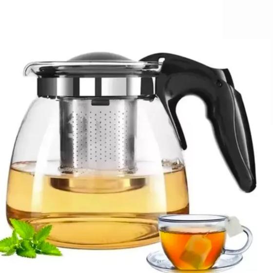 Imagem de Chaleira de Vidro com Infusor Chá Café Bule 1litro Aço Inox 