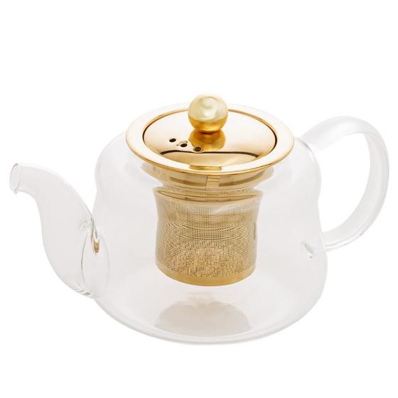 Imagem de Chaleira de Vidro com Infusor Dourado (600 ml)