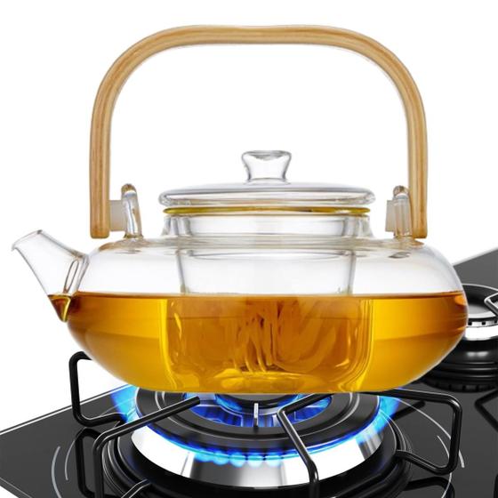 Imagem de Chaleira De Vidro Resistente Vai Ao Fogo Com Infusor 800ml