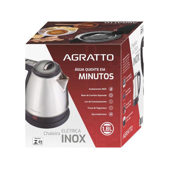 Chaleira Eletrica 1,8 Litros Inox Agratto 127V Menor preço em Chaleira Eletrica 1,8 Litros Inox Agratto 127V