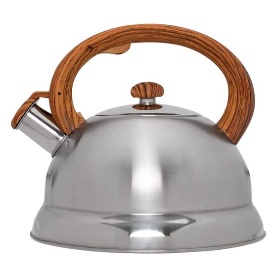 Chaleira Em AÇo Inox Com Alca Bambu 3 Litros Com Apito Mimo Menor preço em Chaleira Em AÇo Inox Com Alca Bambu 3 Litros Com Apito Mimo