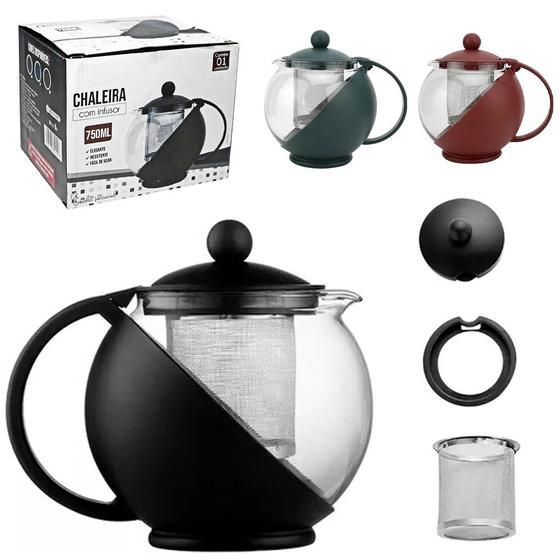 Imagem de Chaleira em Vidro com Infusor Chá 750 ml Praticidade