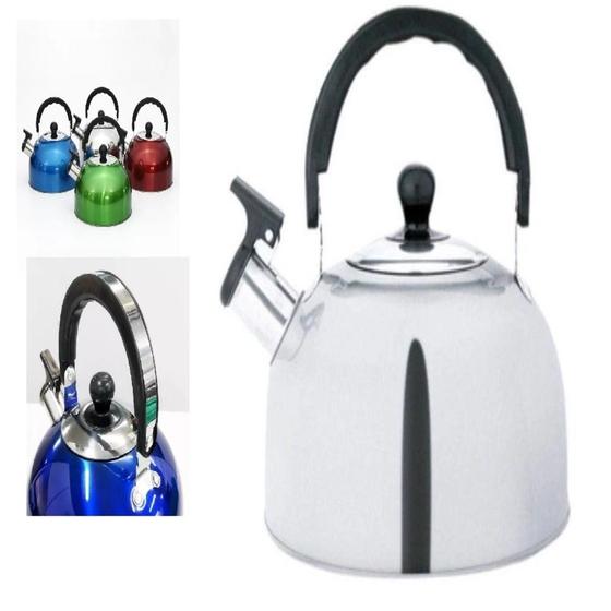 Imagem de Chaleira inox 1,5 litros com apito bule termico grande gold plus cafe cha agua luxo