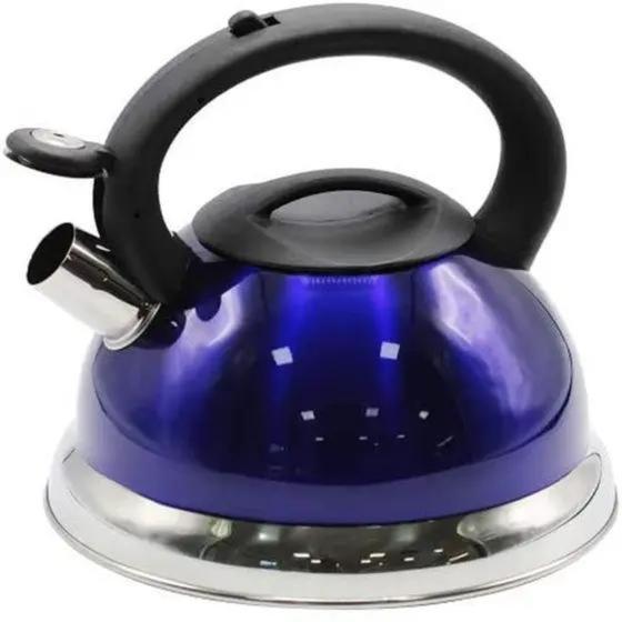 Imagem de Chaleira Inox Gold 3l Azul Fundo Duplo com Indução e Apito A5
