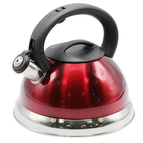 Imagem de Chaleira Inox Gold 3l Vermelha Fundo Duplo Indução e Apito A5