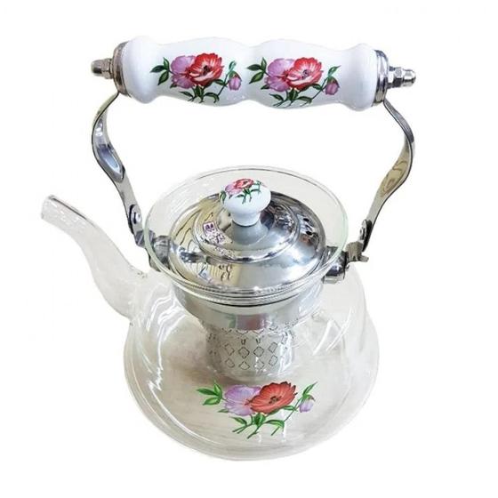 Imagem de Chaleira Vidro Borosilicato Com Infusor Vai Ao Fogo 1L