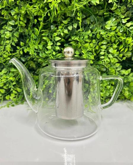 Imagem de Chaleira vidro borossilicato com infusor 600ml para servir chá lyor