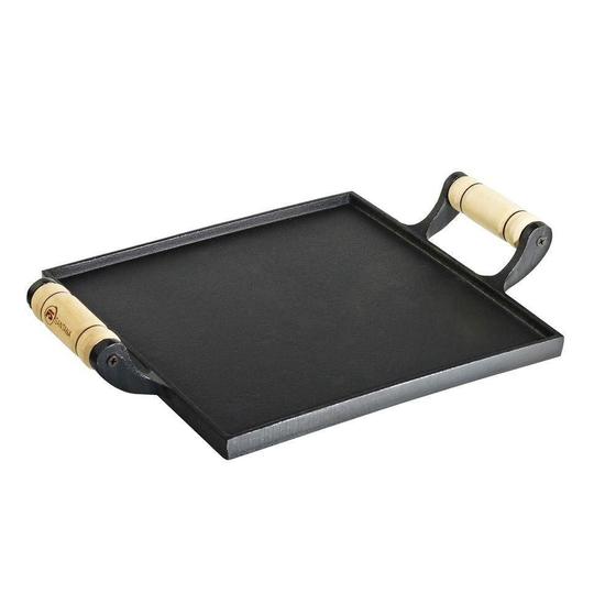 Chapa Bifeteira Quadrada Lisa Alça Madeira 25x25cm - Fundição Santana Menor preço em Chapa Bifeteira Quadrada Lisa Alça Madeira 25x25cm - Fundição Santana