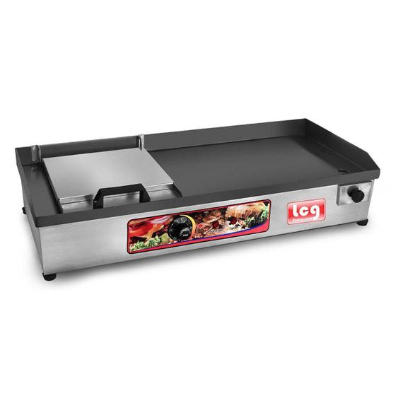 Imagem de Chapa De Lanche Elétrica Sanduicheira 30x70cm Inox Com Prensa Lcg 127v