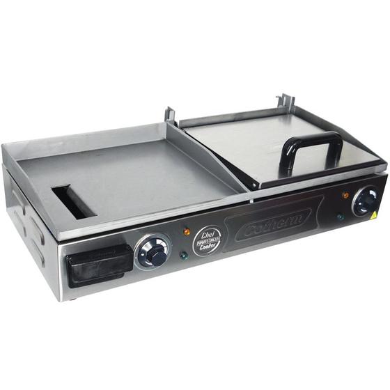 Imagem de Chapa Lanches Elétrica Grill com Prensa 70X30 2000W 220V Cozinha Cotherm 2562 Profissional Inox