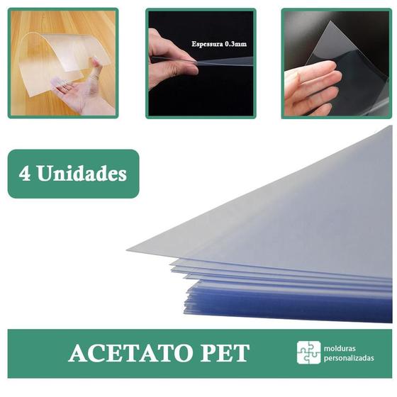 Imagem de Chapa Pet Transparente 120 X 62 Cm Com 0,3 Mm - 4 Folhas