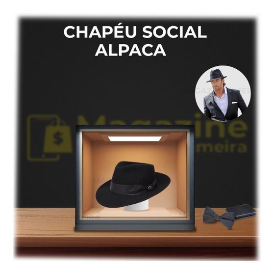 Imagem de Chapéu Alpaca Premium Aba 6 C/ Forro Pralana Social PRETO 58