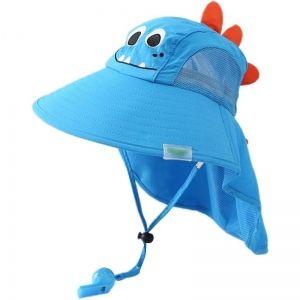 Imagem de Chapéu Boné de Sol Verão Praia Piscina Protetor Contra Raios UV com Apito Desenho Animado Azul