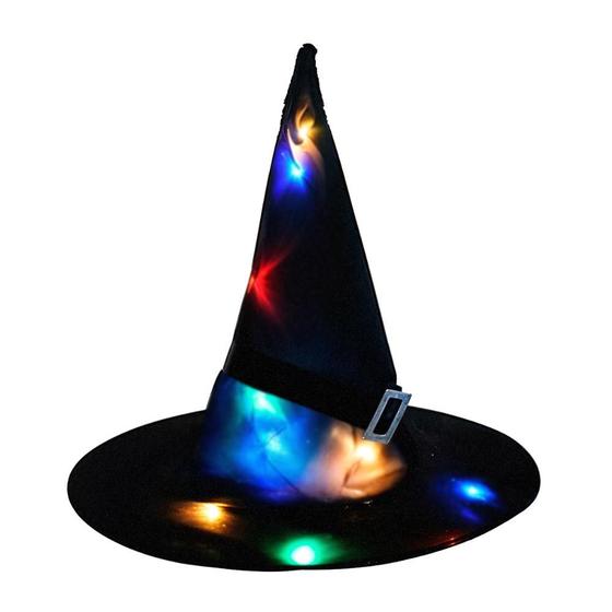 Imagem de Chapéu Bruxa Feiticeira C/ Led Colorida Acessório Halloween 