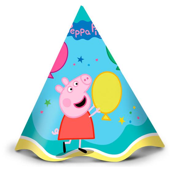 Imagem de Chapéu de Aniversário Peppa Pig Clássica - 12 Unidades