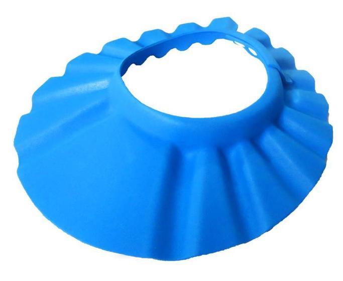 Imagem de Chapéu De Banho Protetor Viseira Lava Cabeça Bebês Azul