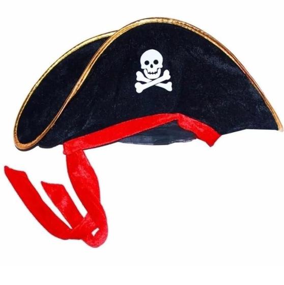 Imagem de Chapéu De Pirata Preto Fantasia De Festa Halloween Carnaval