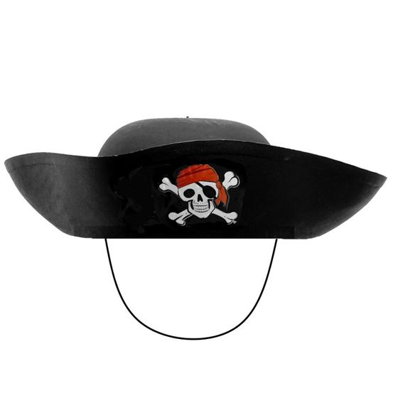 Imagem de Chapéu do Alma Negra de Pirata com Elástico para Fantasia de Pirata