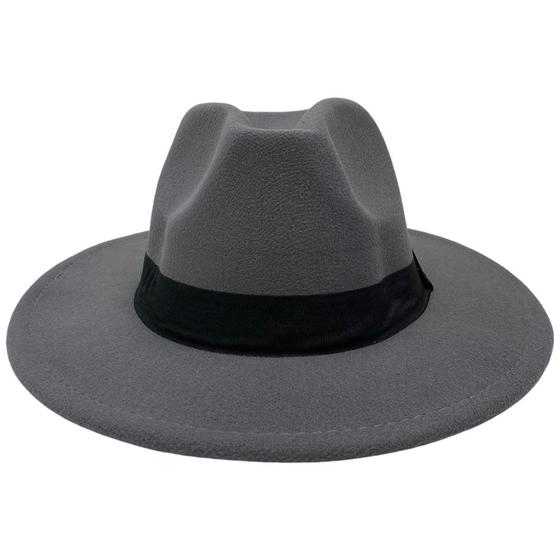 Imagem de Chapéu Fedora Clássico Preto Em Feltro Com Pingente Aba 7Cm