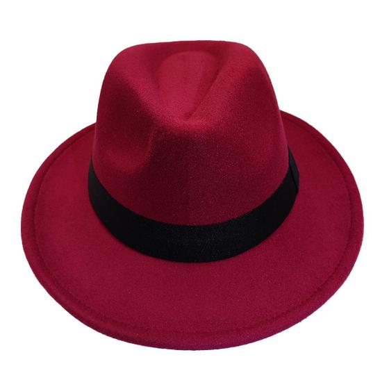 Imagem de Chapéu Fedora Feltro Aba Grande Unissex Ajustável Várias Cores