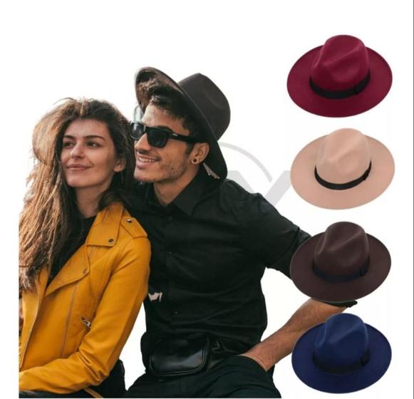 Imagem de Chapéu Feltro Fedora Veludo Inverno Moda Feminina e Masculina Cores Unisex