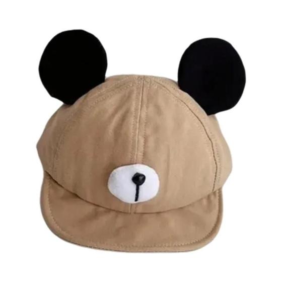 Imagem de Chapéu Infantil de Algodão com Orelhas de Urso - Gorro de Pico com Viseira para Meninos e Meninas