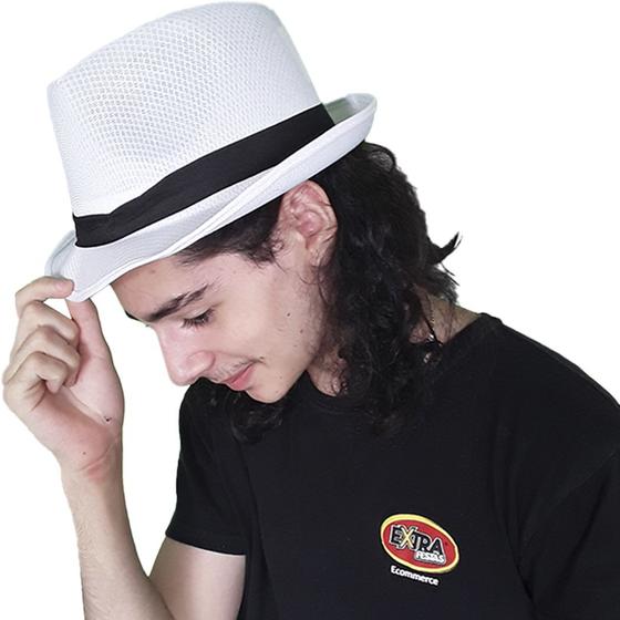Imagem de Chapéu Malandro Sambista Branco com Fita Preta