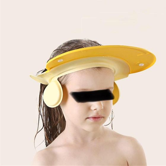 Imagem de Chapéu Para Banho Siicone Viseira Anti Shampoo Protetor Olhos Ouvidos Bebê Infantil Aguard Baby - AMARELO